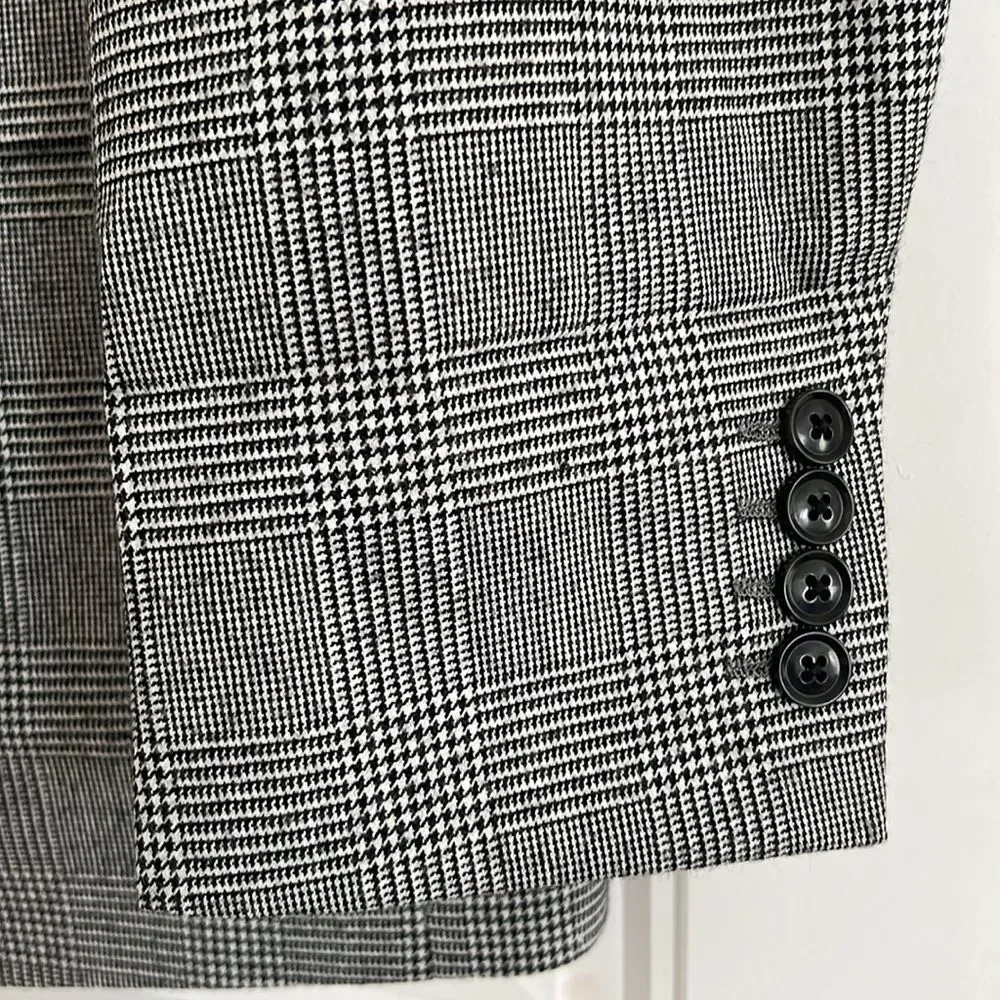 Bar III Glen Plaid Skinny-Fit Suit Jacket in Black-White, NWT, Size 44L
